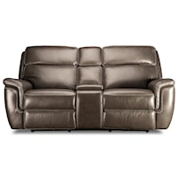 Leather Match Power Loveseat with Console and Power Headrest